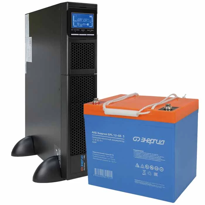 Комплект ИБП для котла Энергия Pro Online Rack Tower 1000 + Аккумулятор GPL S 55 Ач, 300Вт-90мин