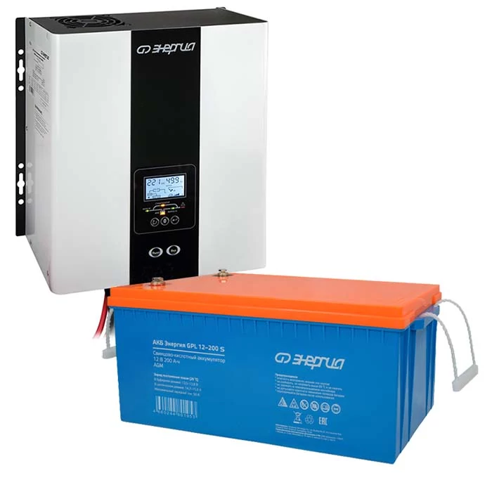 Комплект ИБП для дома Энергия Smart 1000 Вт + Аккумулятор GPL S 200 Ач, 300Вт-360мин