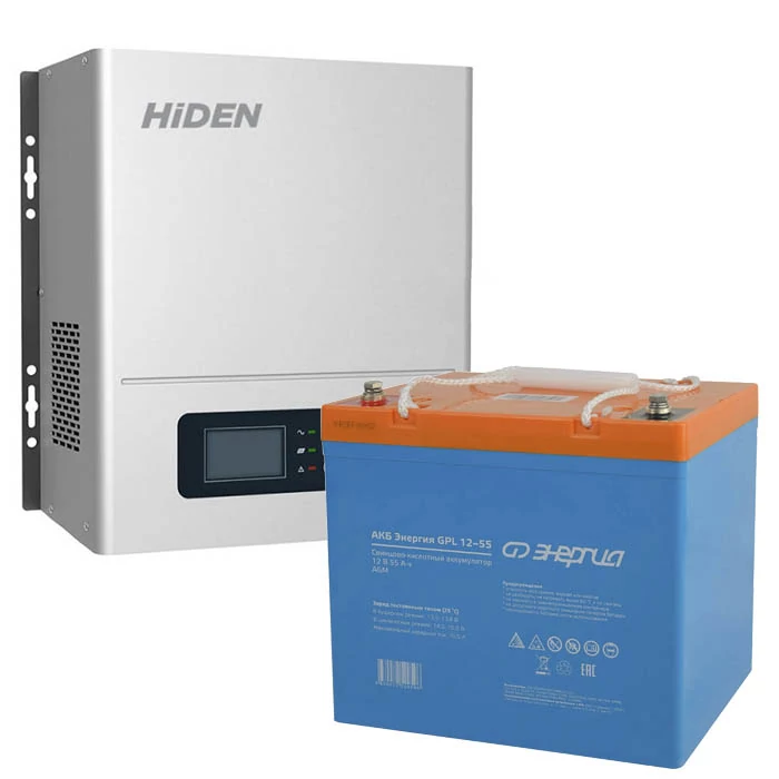 Комплект ИБП для котла Hiden Control HPS20-0312N настенный + Аккумулятор GPL 55 Ач, 300Вт-120мин