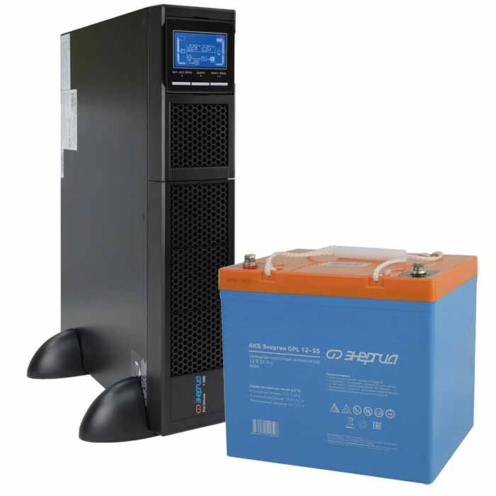 Комплект ИБП для котла Энергия Pro Online Rack Tower 1000 + Аккумулятор GPL 55 Ач, 300Вт-90мин